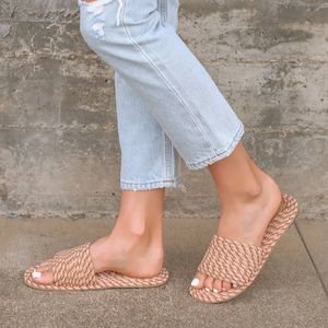 Anthropologie, Salt + Umber Sunny Sli Natural Multi Slide Sandals Size 10